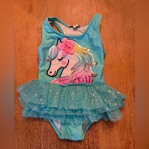 Flapdoodles Sequin Unicorn Tutu Swimsuit